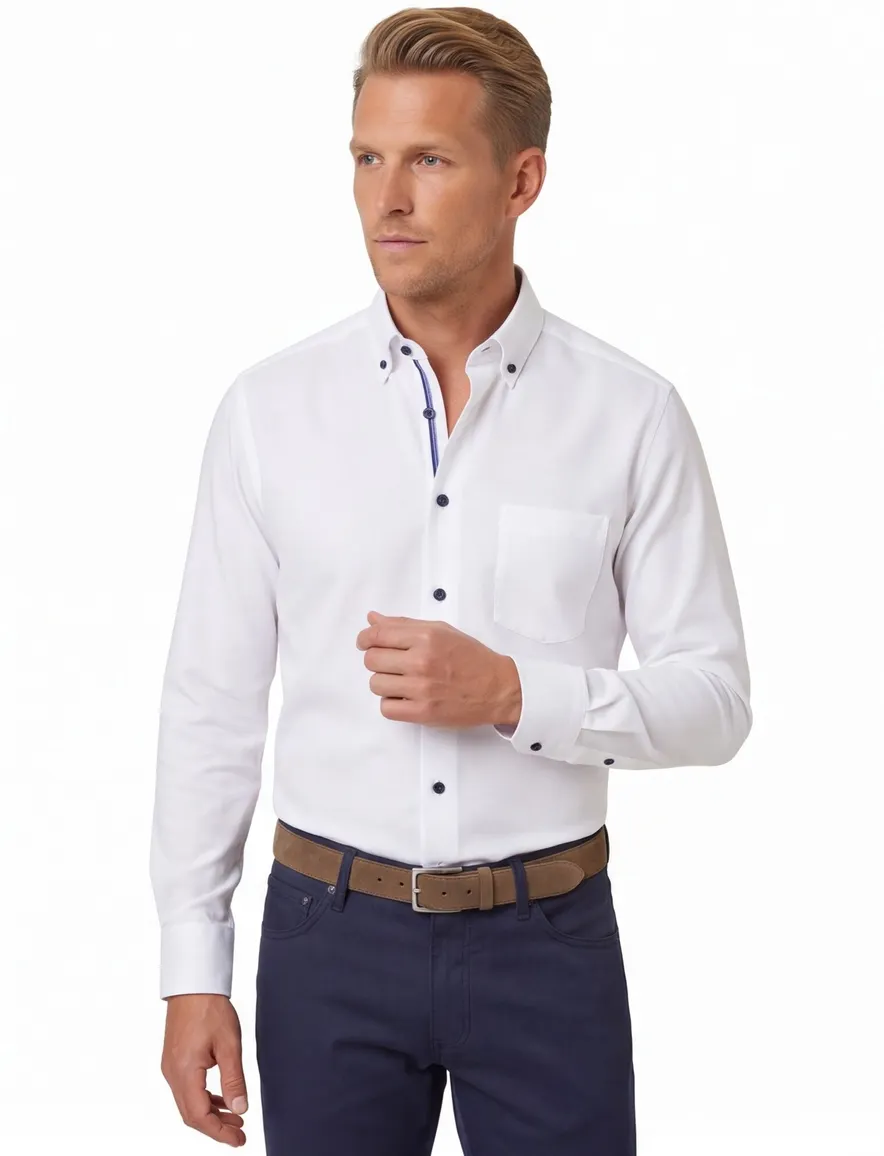 Olymp Luxor Modern Fit overhemd mouwlengte 7 wit effen