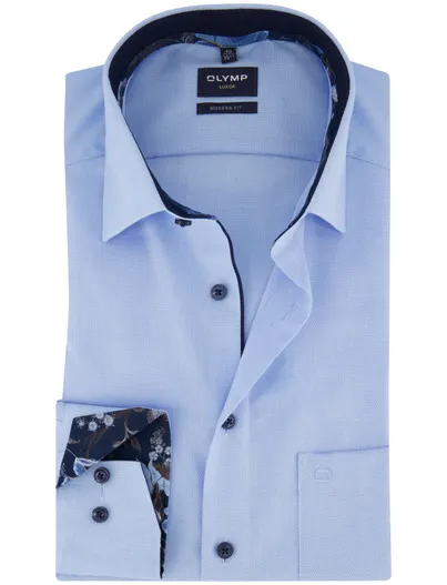 Olymp overhemd mouwlengte 7 Olymp Luxor Modern Fit blauw effen