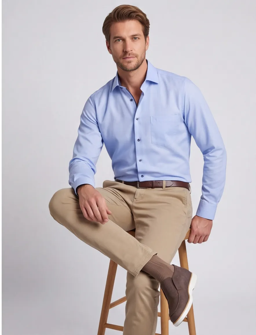 Olymp Luxor Modern Fit overhemd mouwlengte 7 blauw