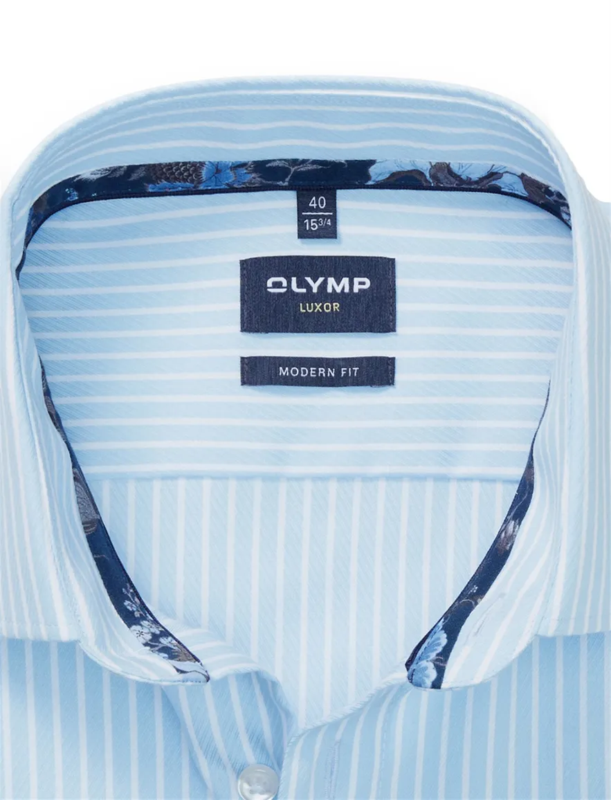 Olymp overhemd lichtblauw gestreept Luxor Modern Fit