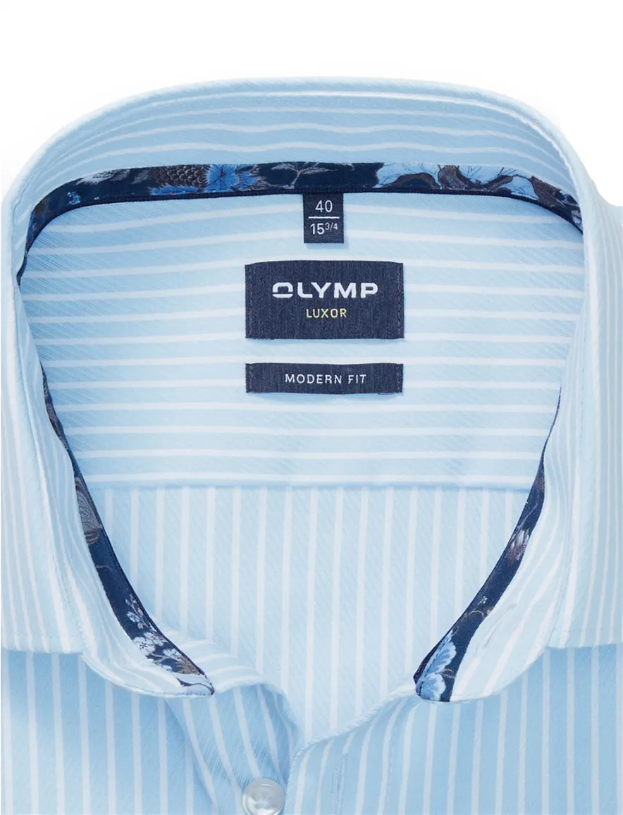 Olymp overhemd lichtblauw gestreept Luxor Modern Fit