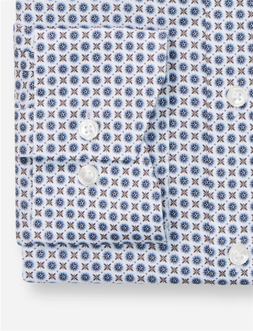 Olymp overhemd ml7 Luxor blauw geprint Modern Fit