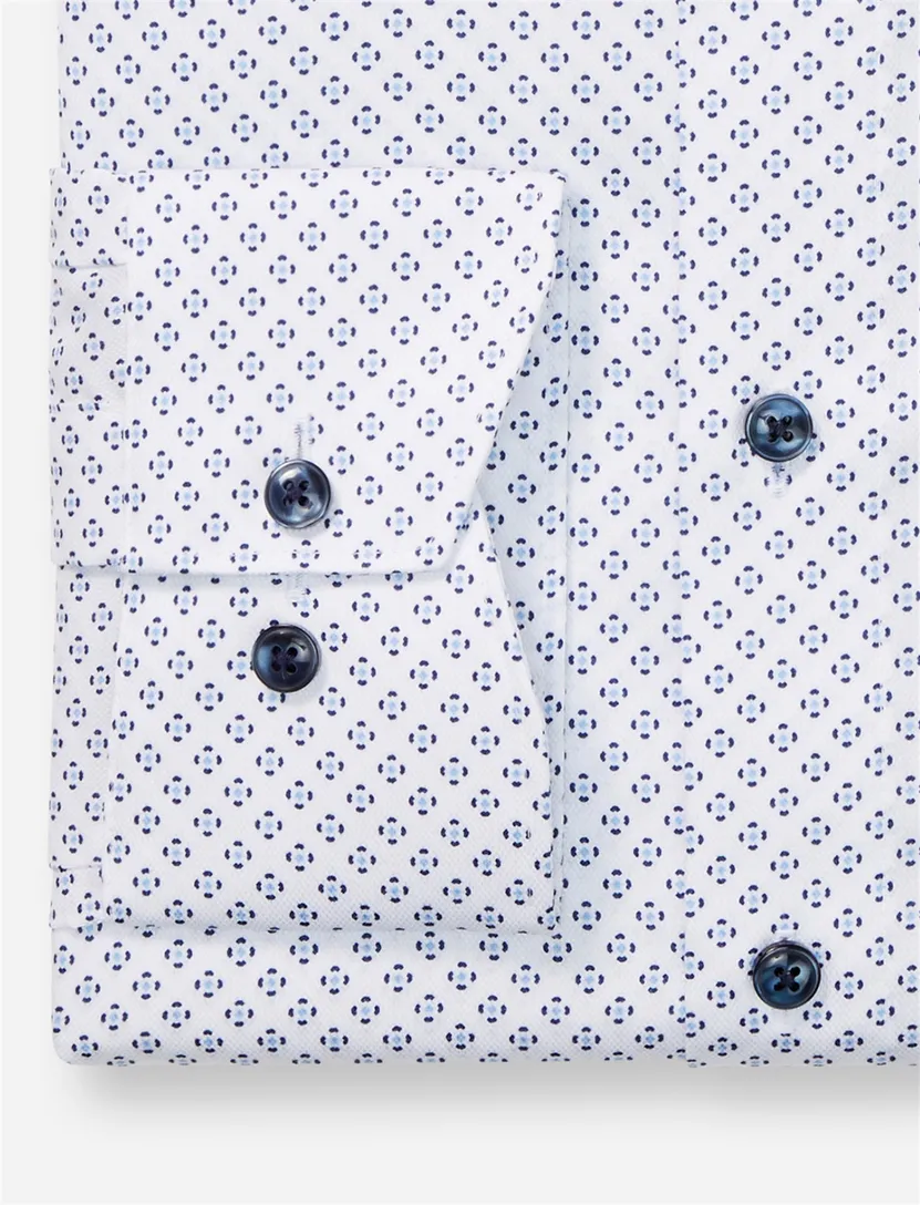 Olymp overhemd blauw geprint normale fit