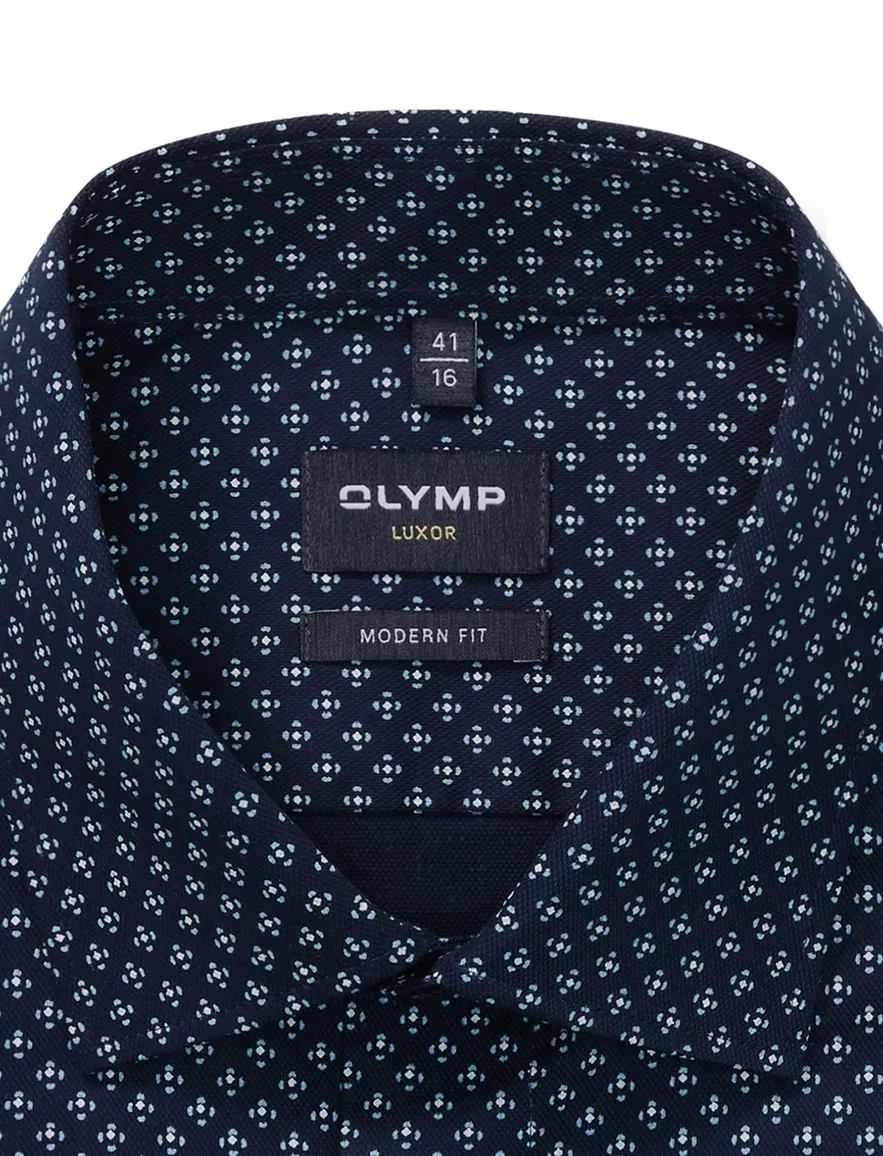 Olylmp overhemd navy ml7 geprint Luxor Modern Fit