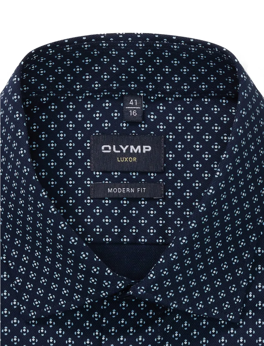 Olylmp overhemd navy ml7 geprint Luxor Modern Fit