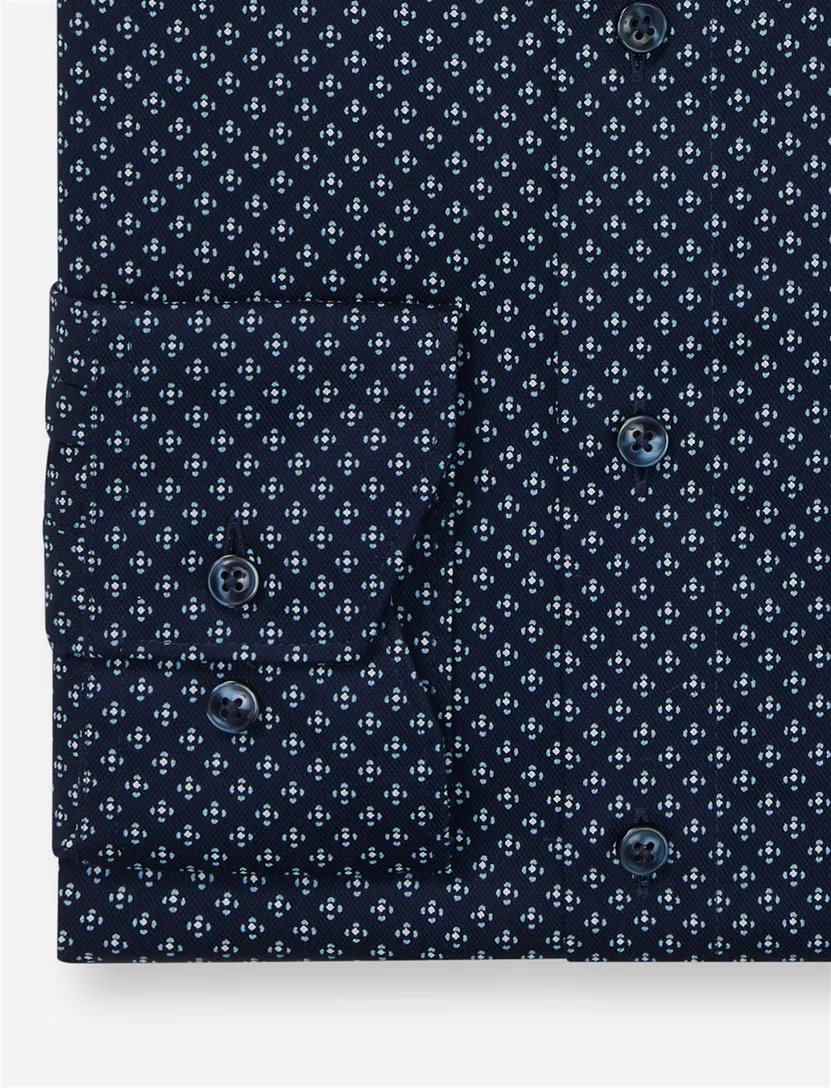 Olylmp overhemd donkerblauw geprint Luxor Modern Fit