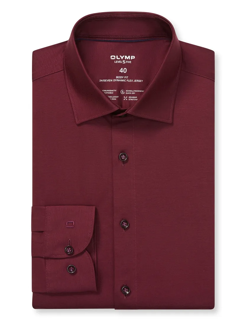 Olymp overhemd bordeaux slim fit katoen