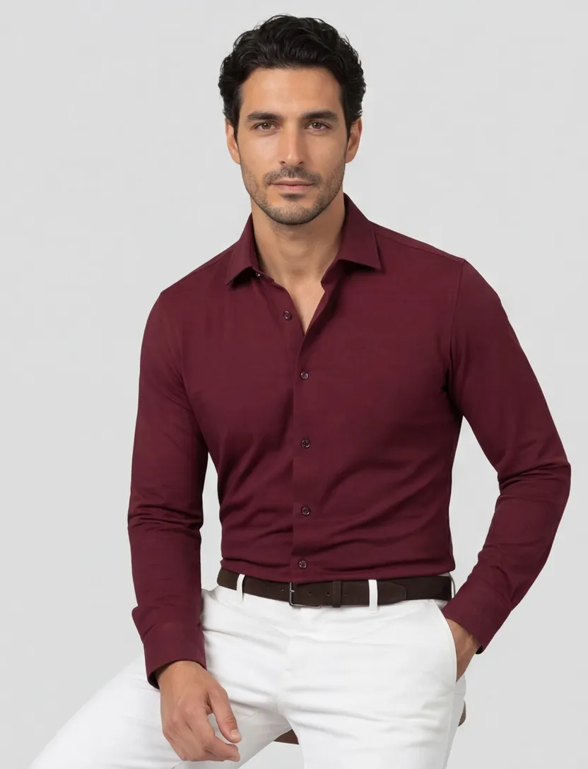 Olymp overhemd bordeaux slim fit katoen