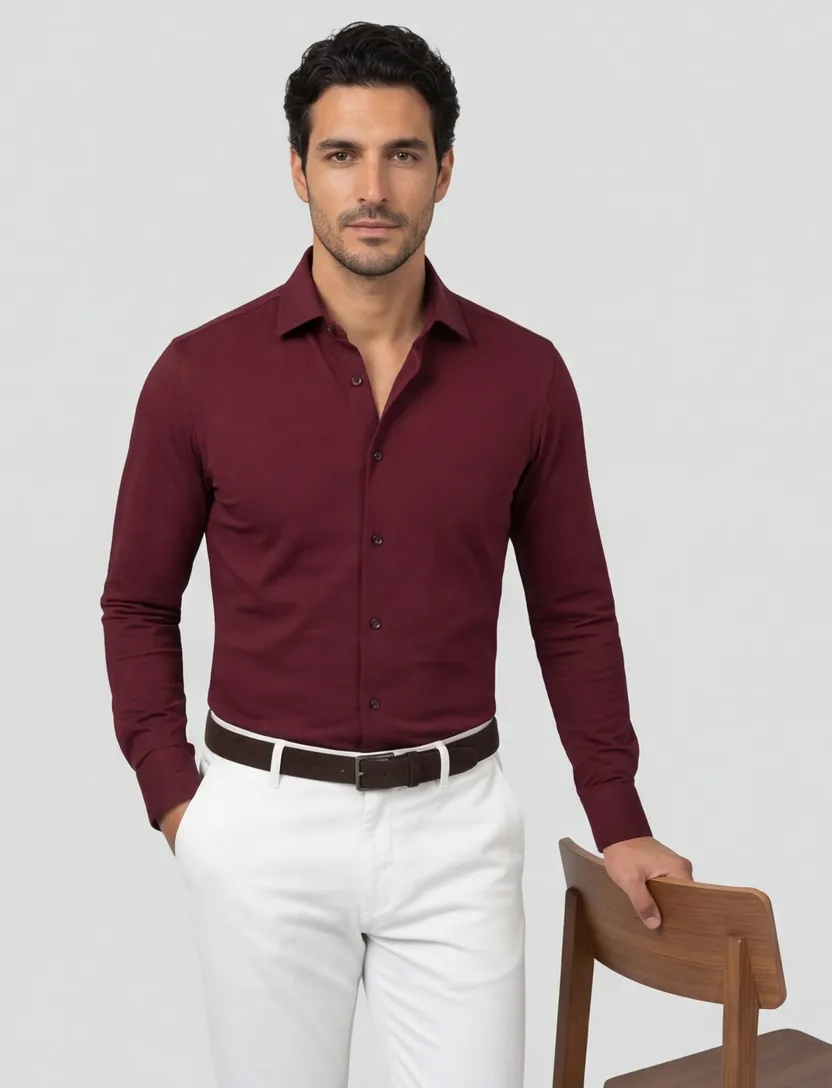 Olymp overhemd bordeaux slim fit katoen