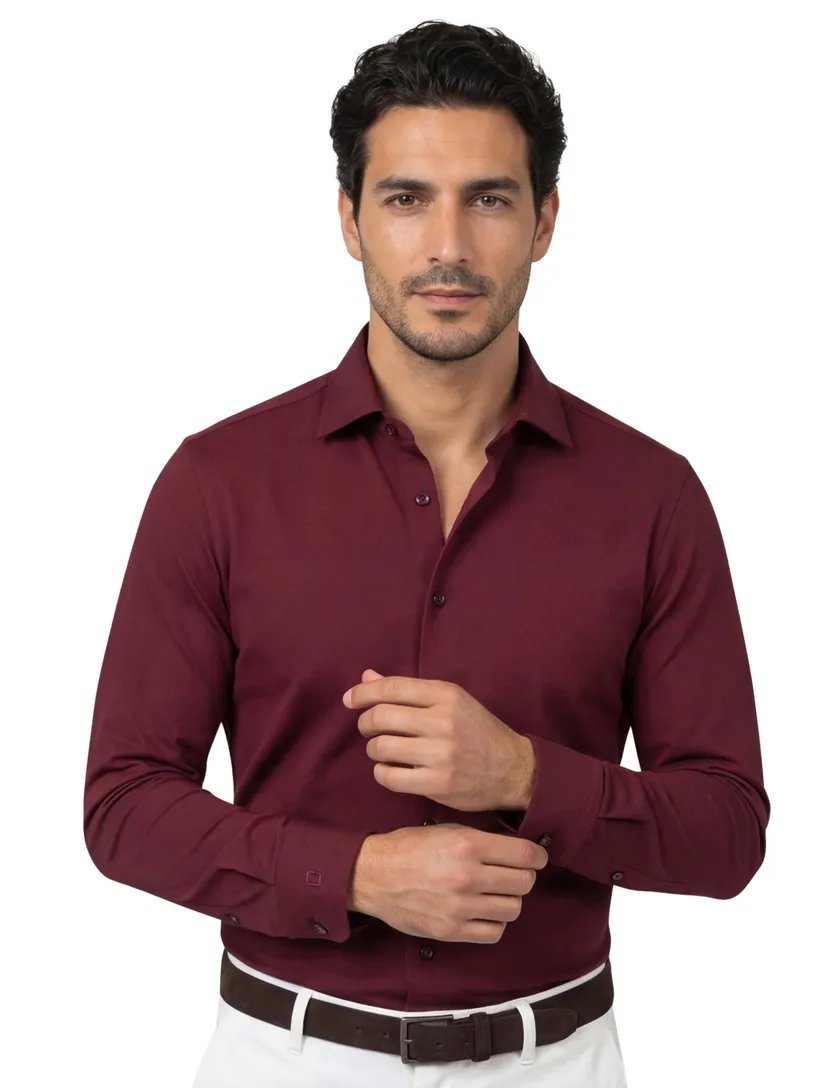 Olymp overhemd bordeaux slim fit katoen