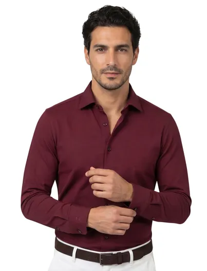 Olymp Olymp overhemd rood slim fit katoen