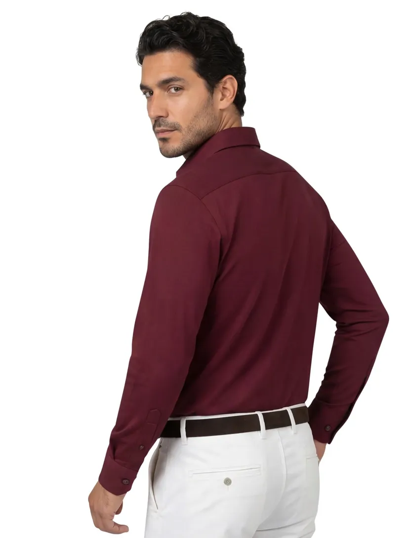 Olymp overhemd bordeaux slim fit katoen