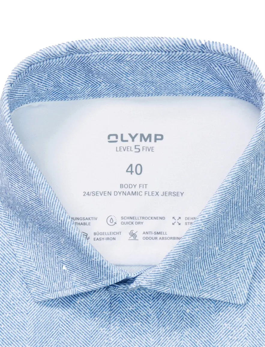 Olymp overhemd lichtblauw geprint