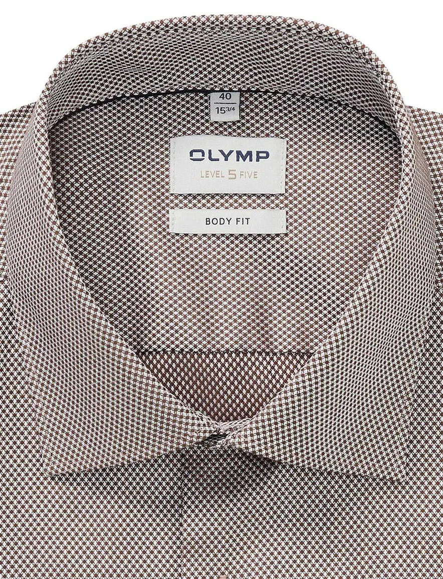 Olymp Body Fit overhemd ml 5 bruin