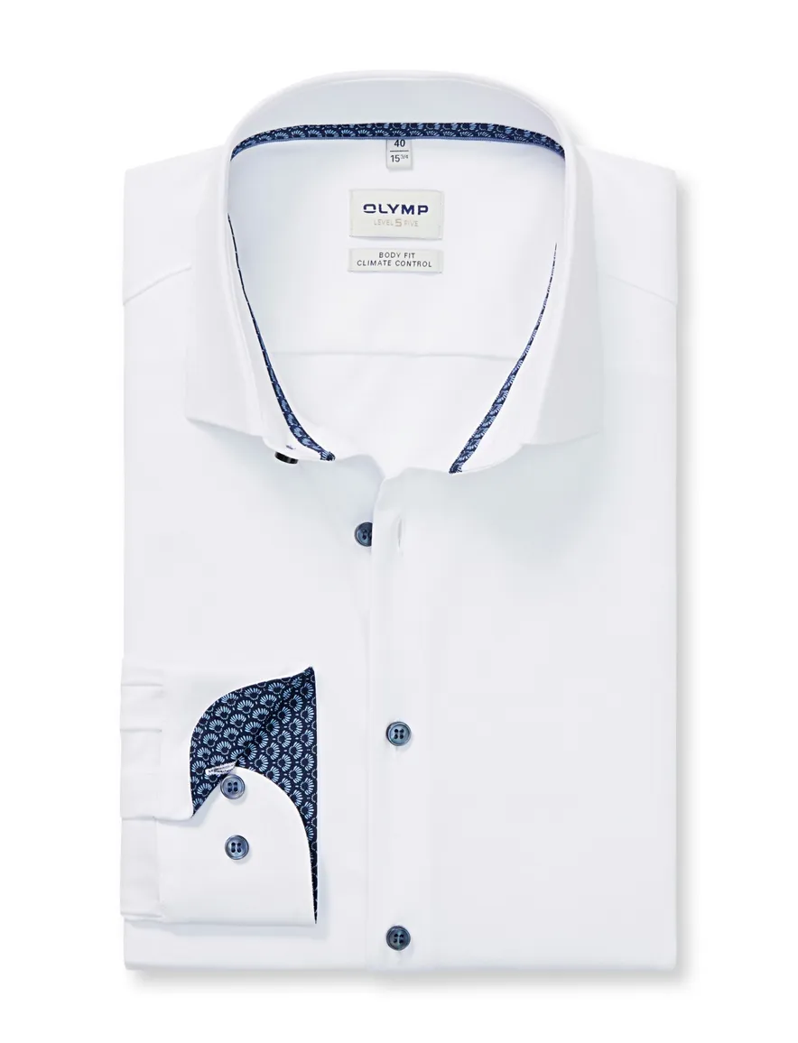 Olymp overhemd wit effen slim fit katoen