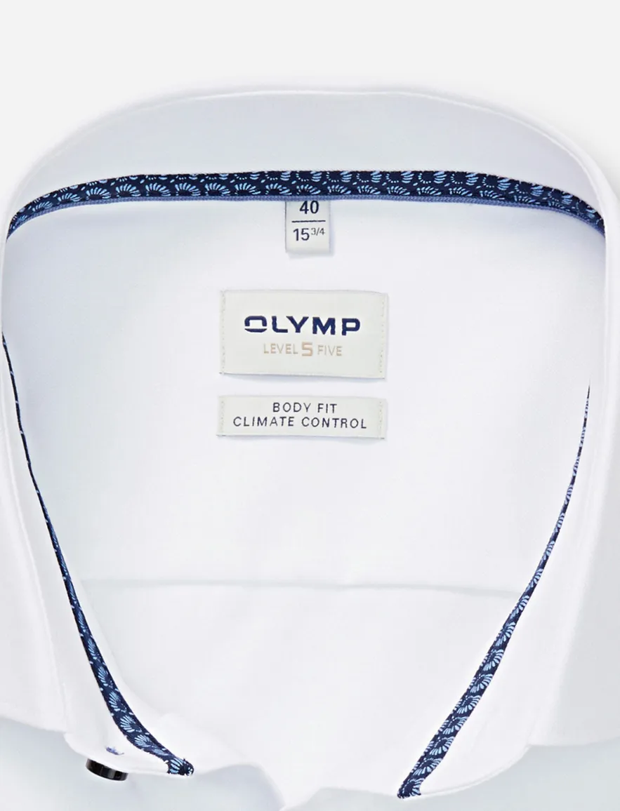 Olymp overhemd wit effen slim fit katoen
