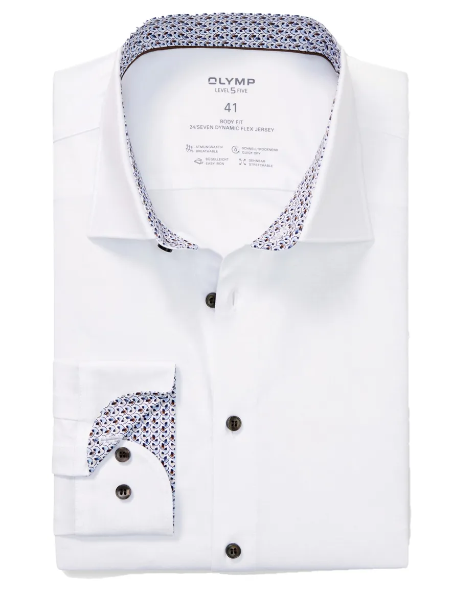 Olymp overhemd wit effen katoen slim fit