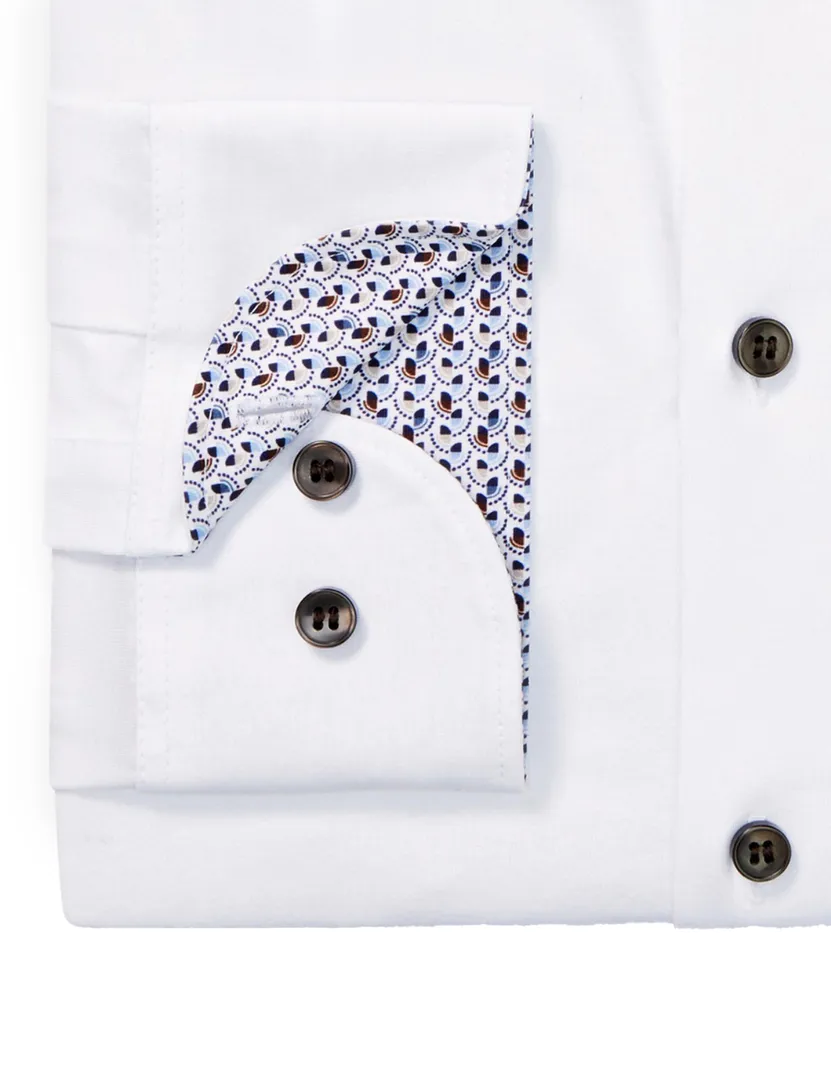 katoenen Olymp overhemd wit effen slim fit