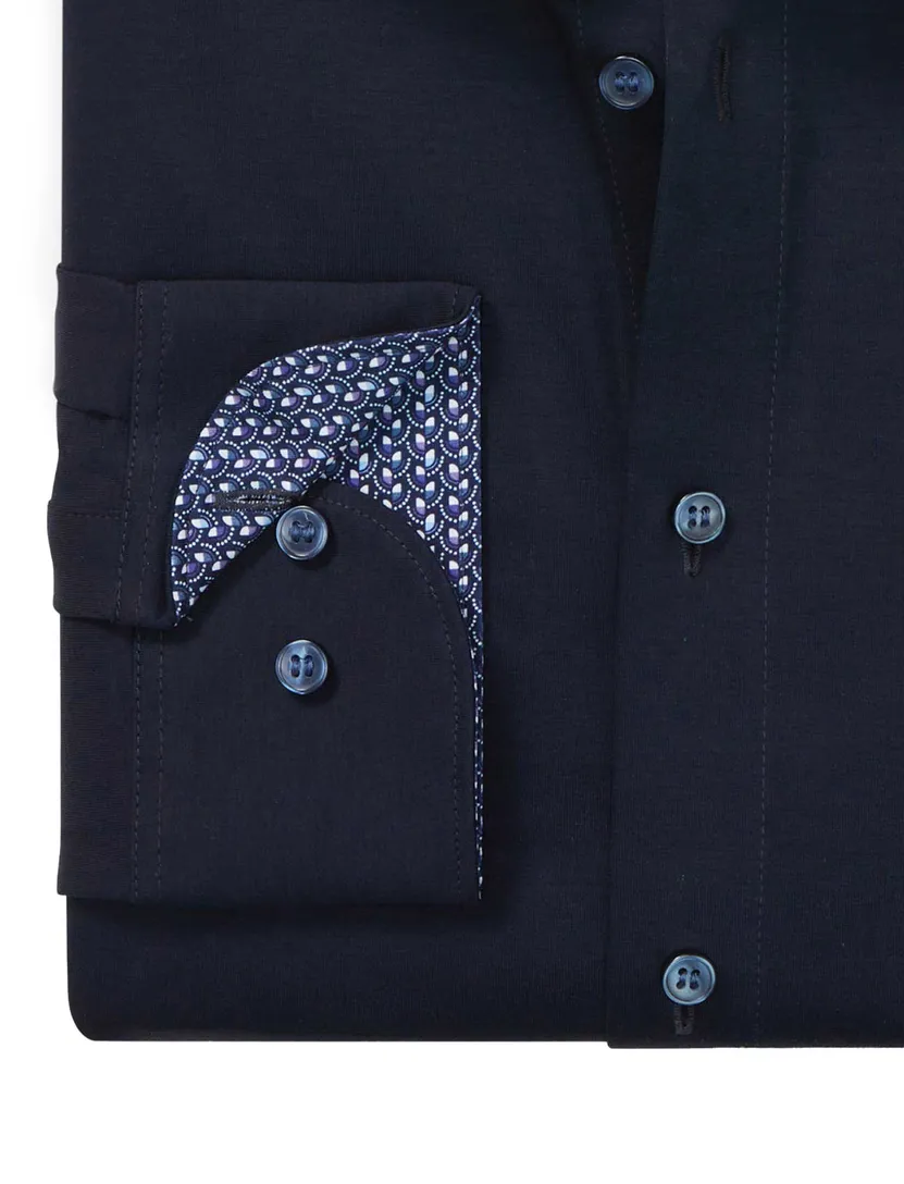 katoenen Olymp overhemd donkerblauw slim fit