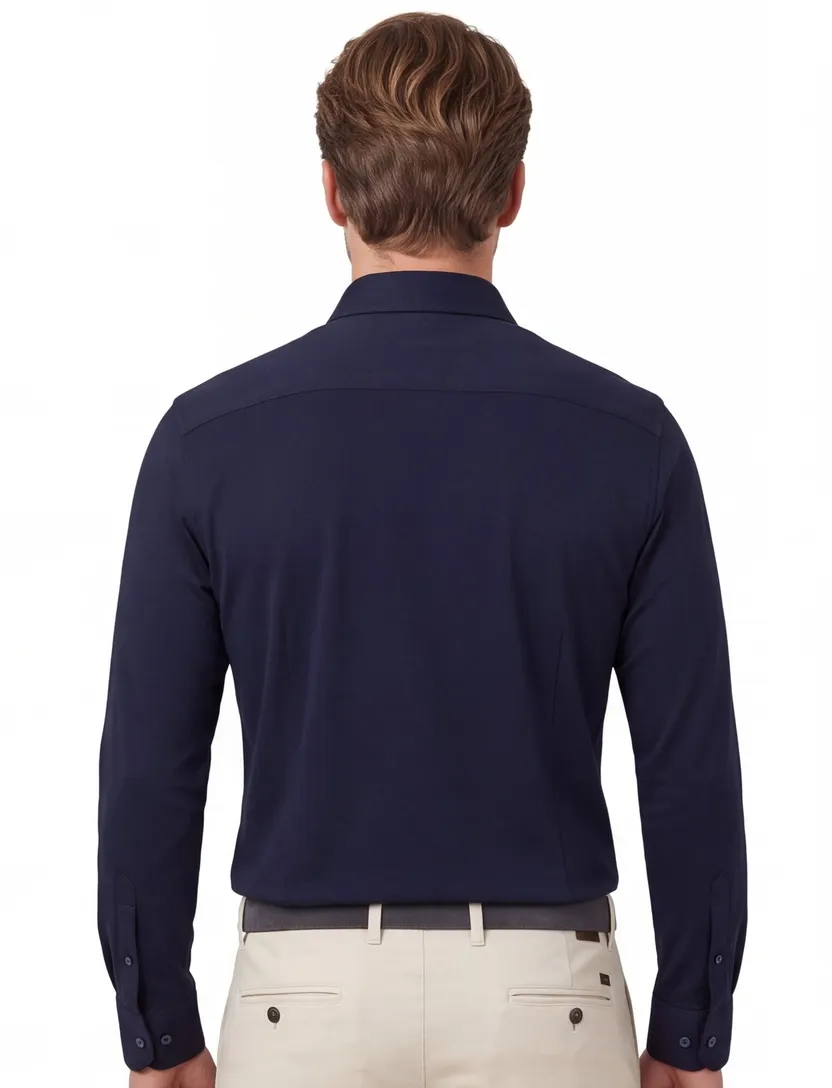 katoenen Olymp overhemd donkerblauw slim fit
