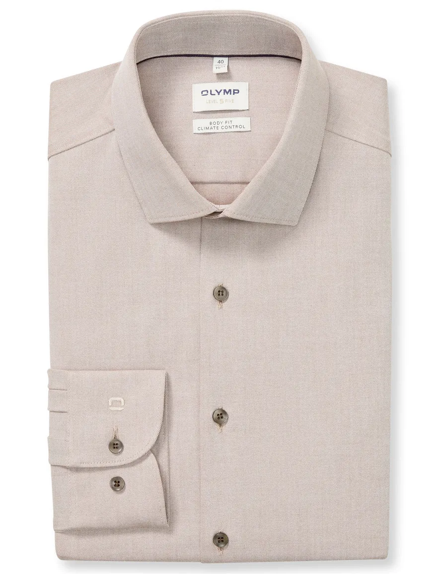 business overhemd beige Olymp Level Five body fit