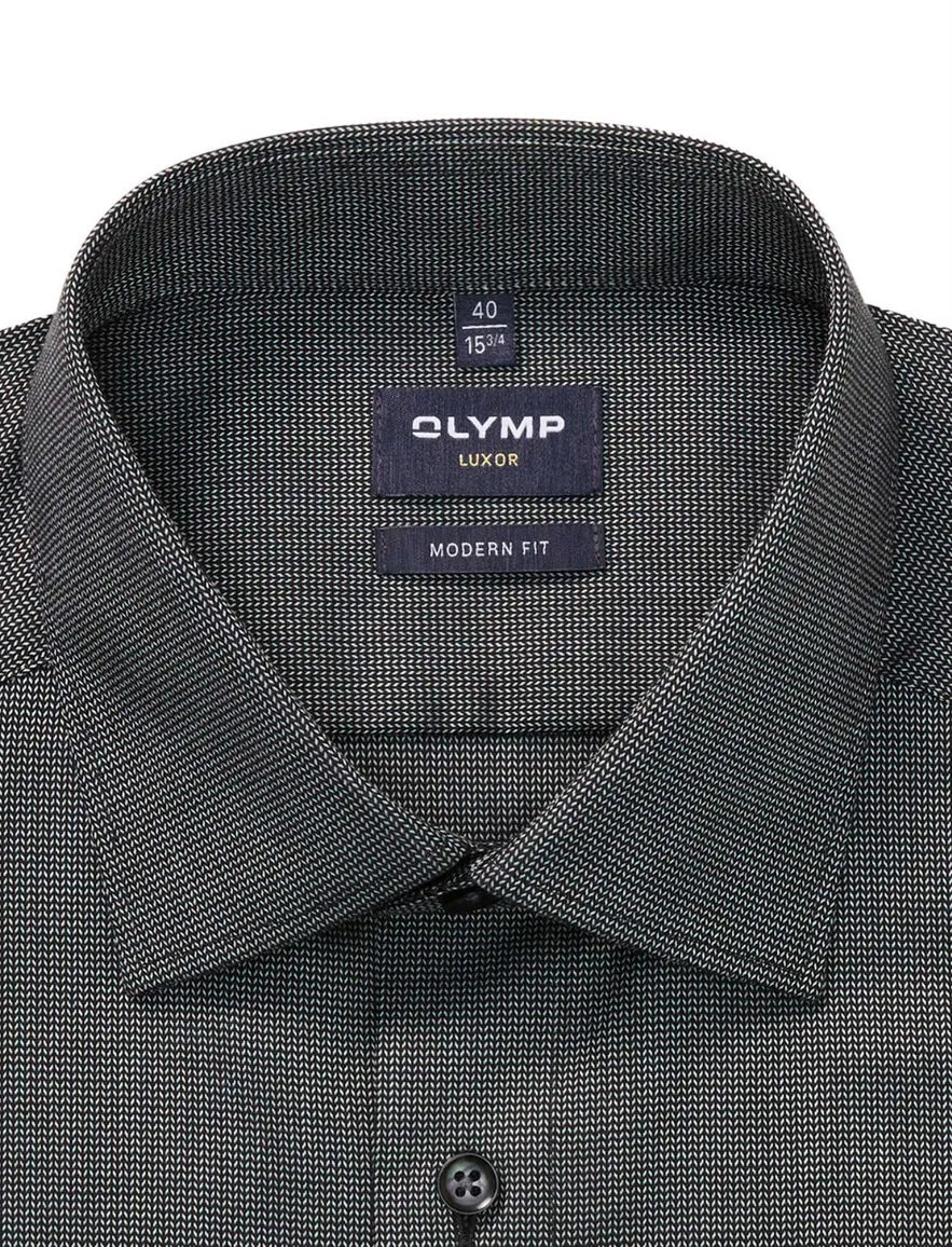 Olymp Luxor Modern Fit overhemd mouwlengte 7 grijs