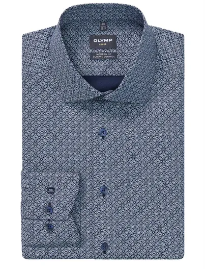 Olymp Olymp Luxor Modern Fit overhemd mouwlengte 7 blauw