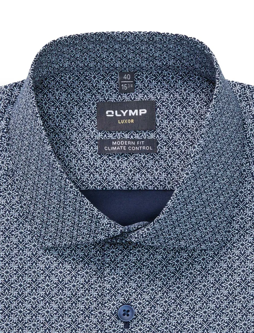 overhemd mouwlengte 7 blauw Olymp Luxor Modern Fit