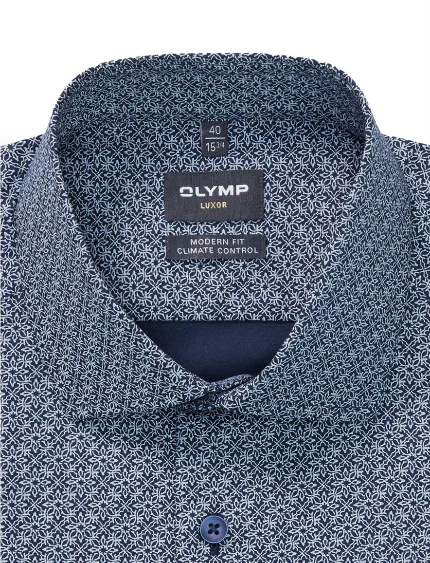 overhemd mouwlengte 7 blauw Olymp Luxor Modern Fit