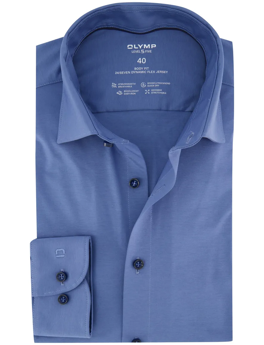 Olymp overhemd slim fit katoen blauw mouwlengte 7