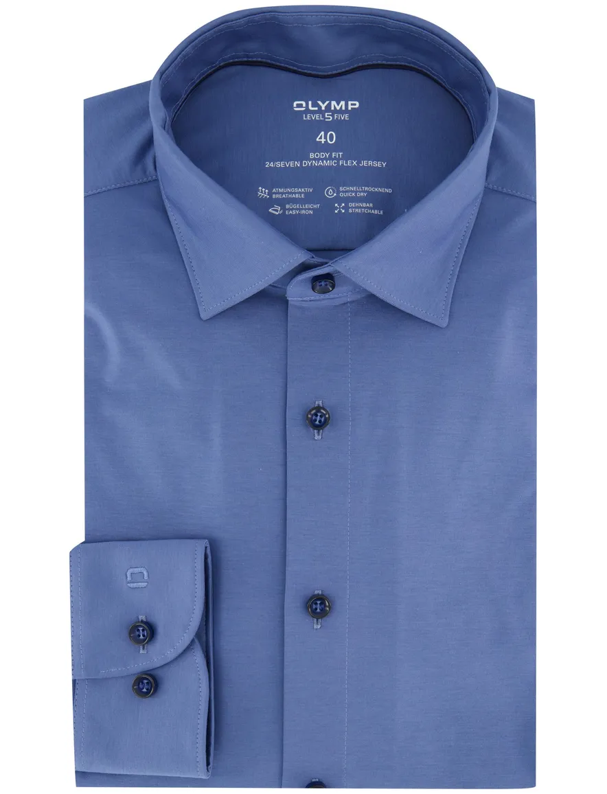 Olymp overhemd katoen slim fit blauw mouwlengte 7