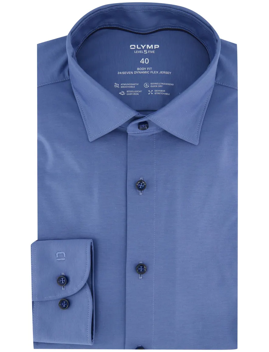 Olymp overhemd katoen slim fit blauw mouwlengte 7