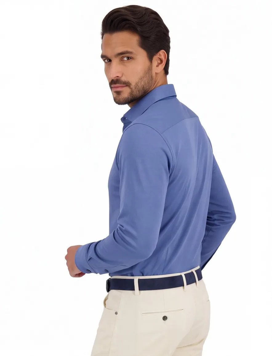 Olymp Overhemd Blauw katoen mouwlengte 7