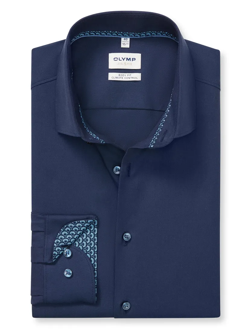 Olymp overhemd donkerblauw effen slim fit