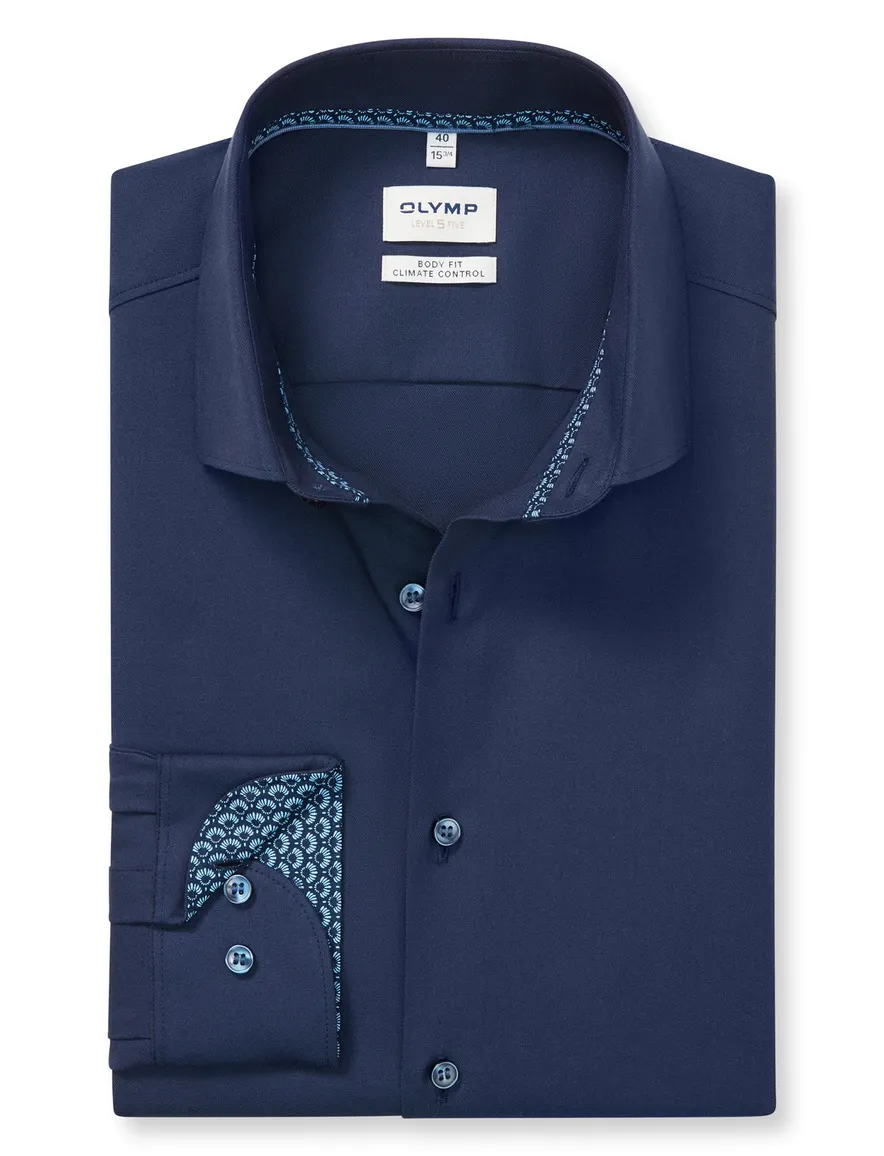 Olymp overhemd navy Level Five 24/Seven ml7 Body Fit