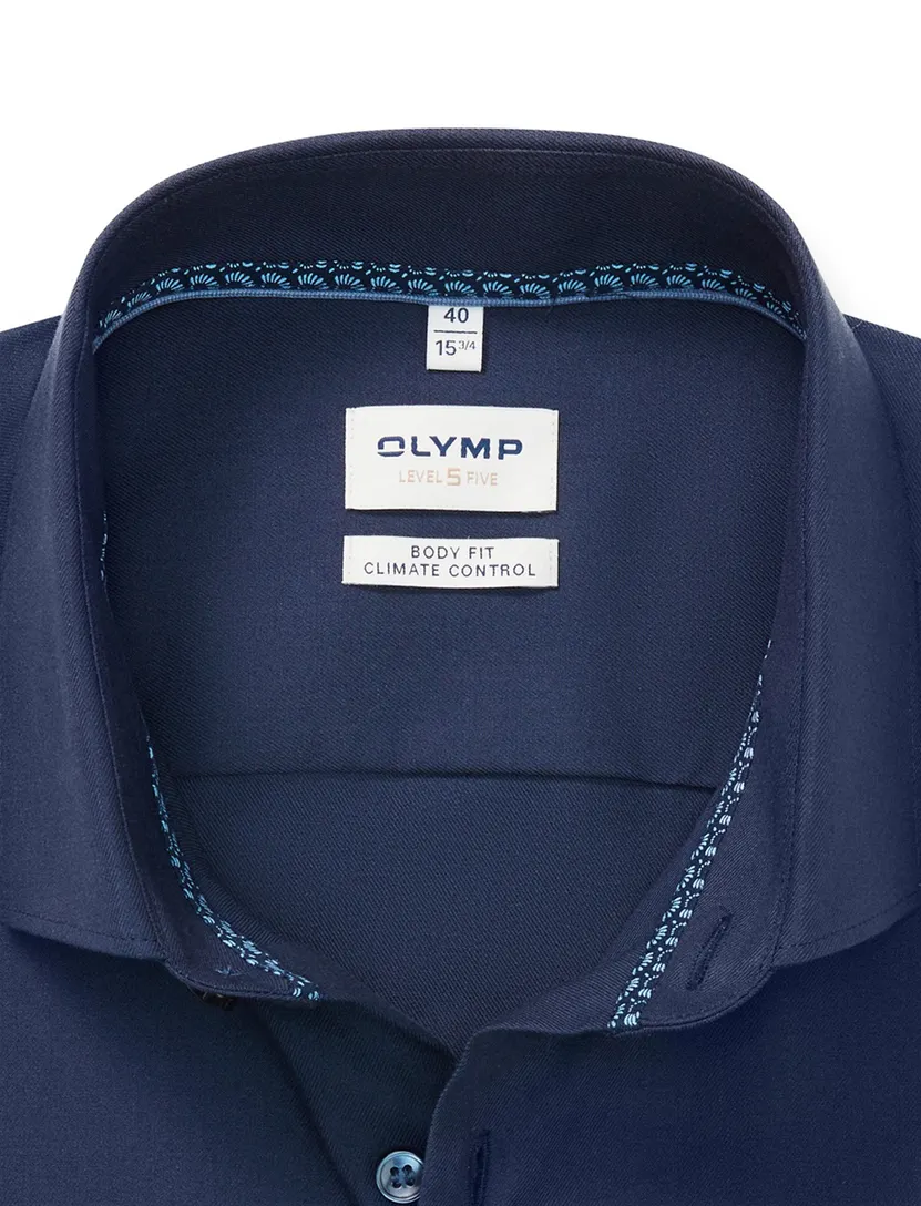 Olymp overhemd donkerblauw effen slim fit