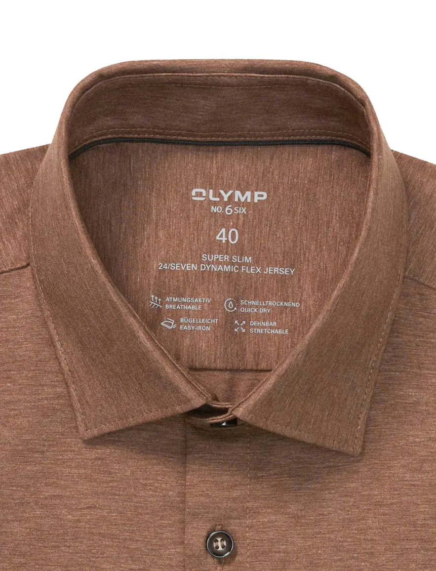 Olymp No. Six super slim business overhemd bruin