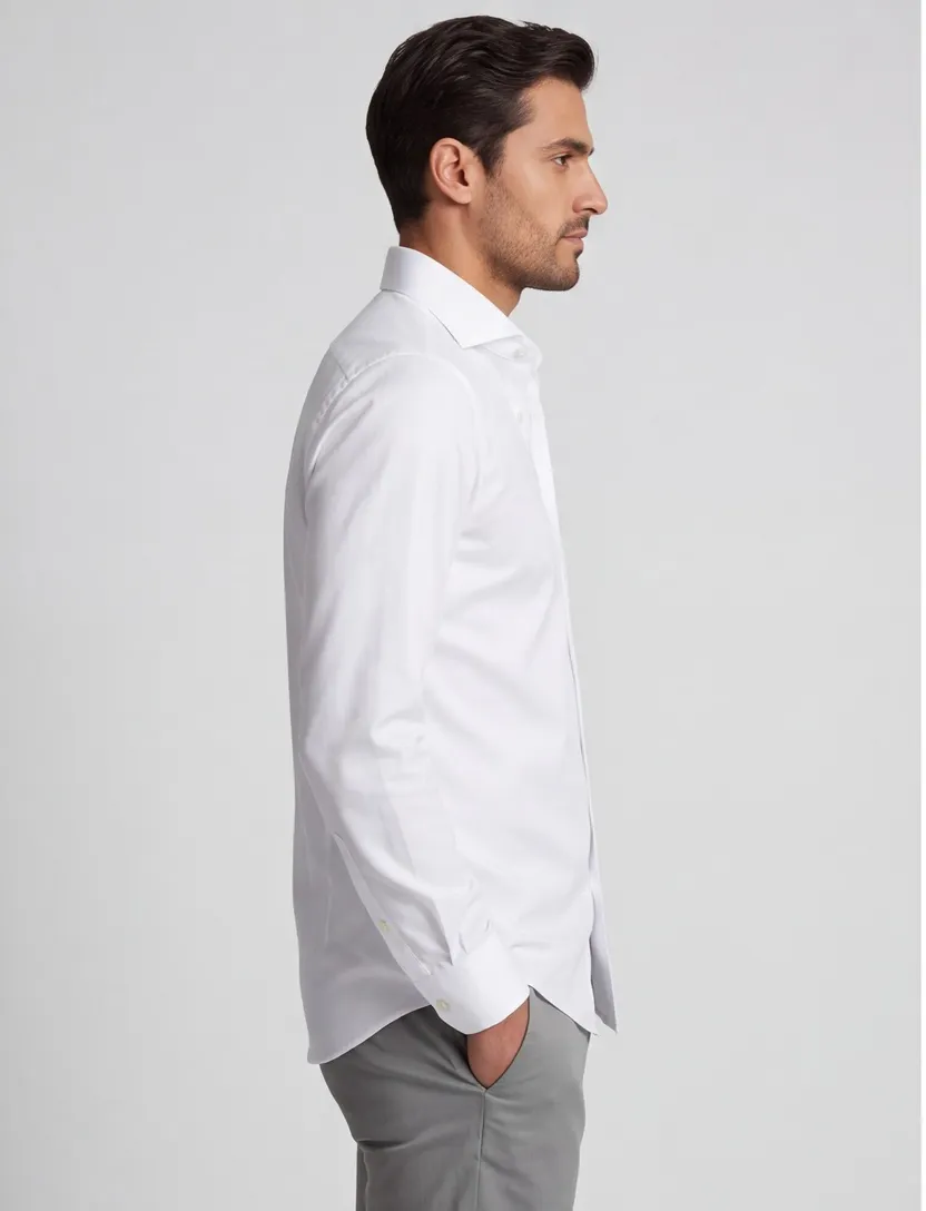 katoenen Olymp overhemd wit effen super slim fit