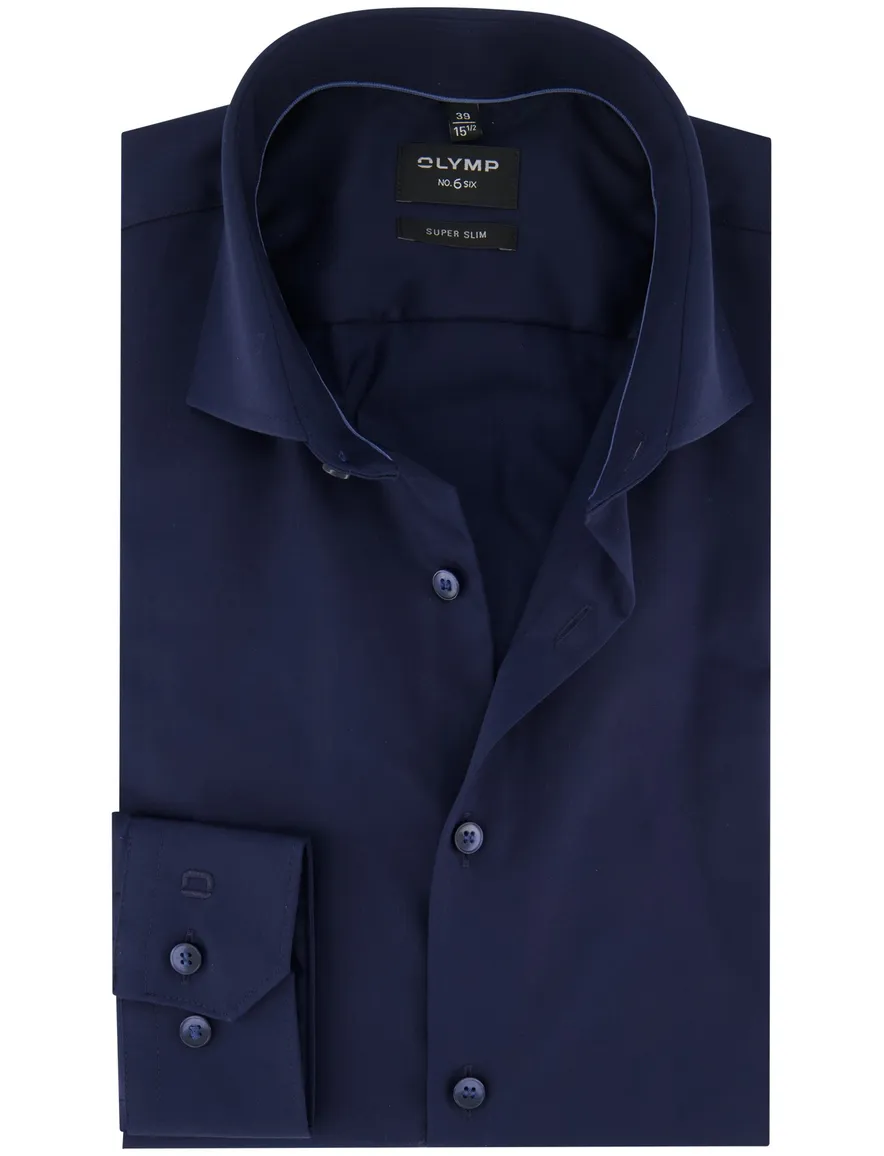 Olymp no.6 overhemd donkerblauw
