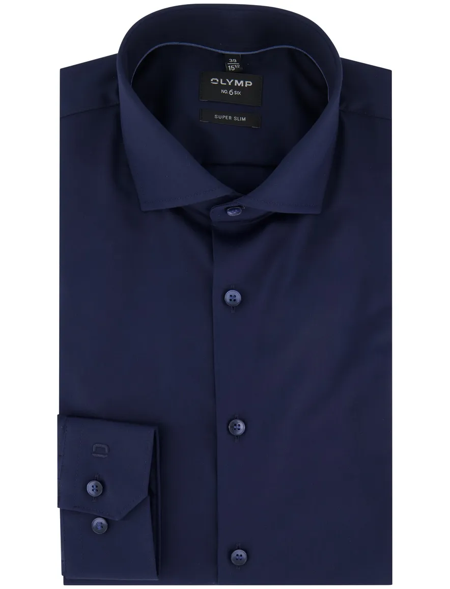 Olymp no.6 overhemd donkerblauw