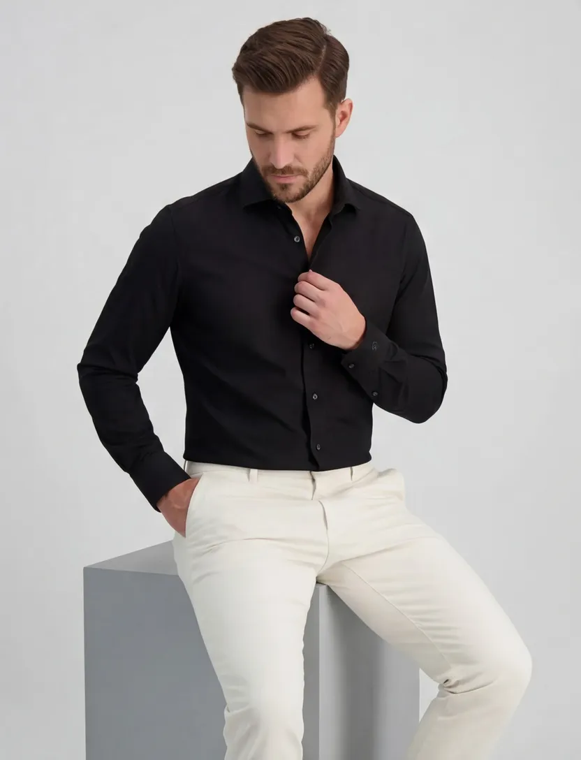 Olymp No. Six super slim overhemd zwart