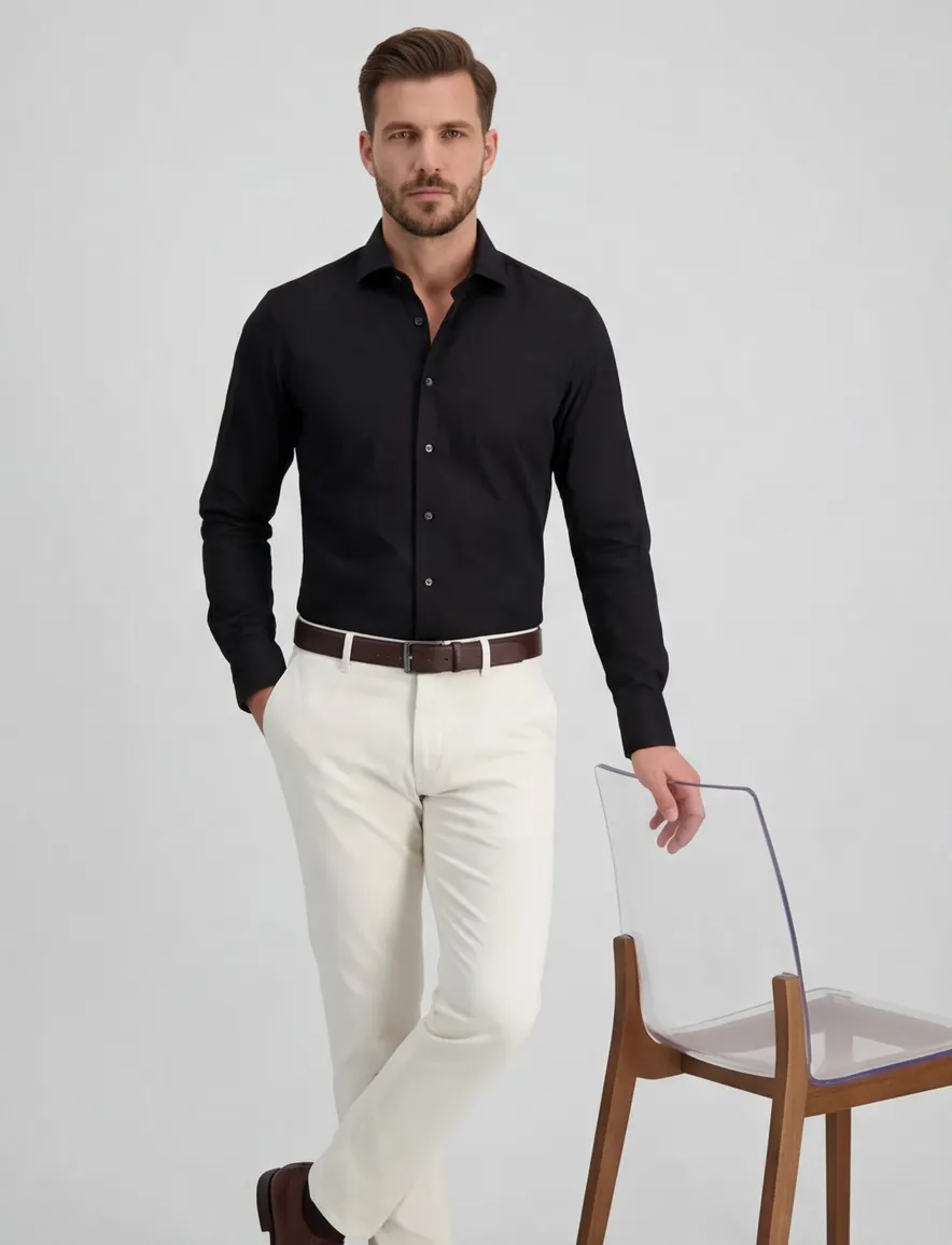 business overhemd zwart Olymp No. Six super slim
