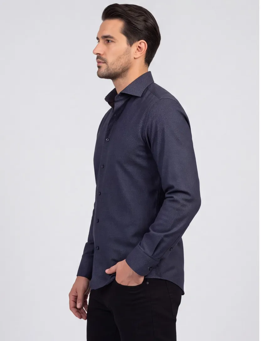 overhemd mouwlengte 7 Olymp super slim grijs effen