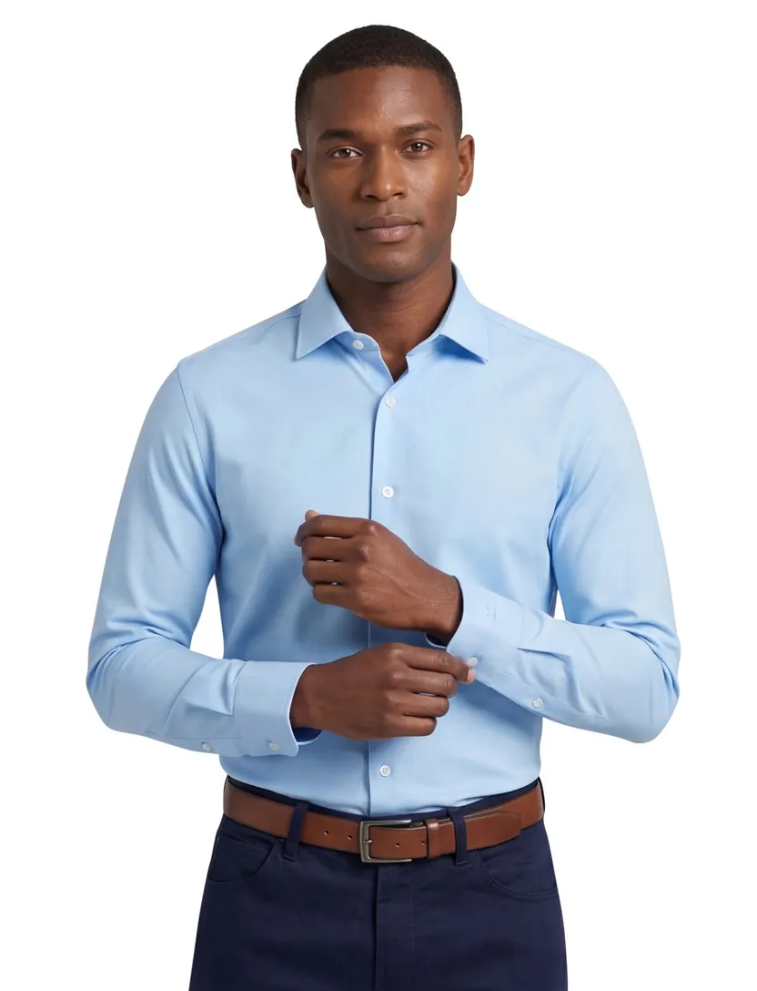 Olymp overhemd lichtblauw effen polyamide super slim fit