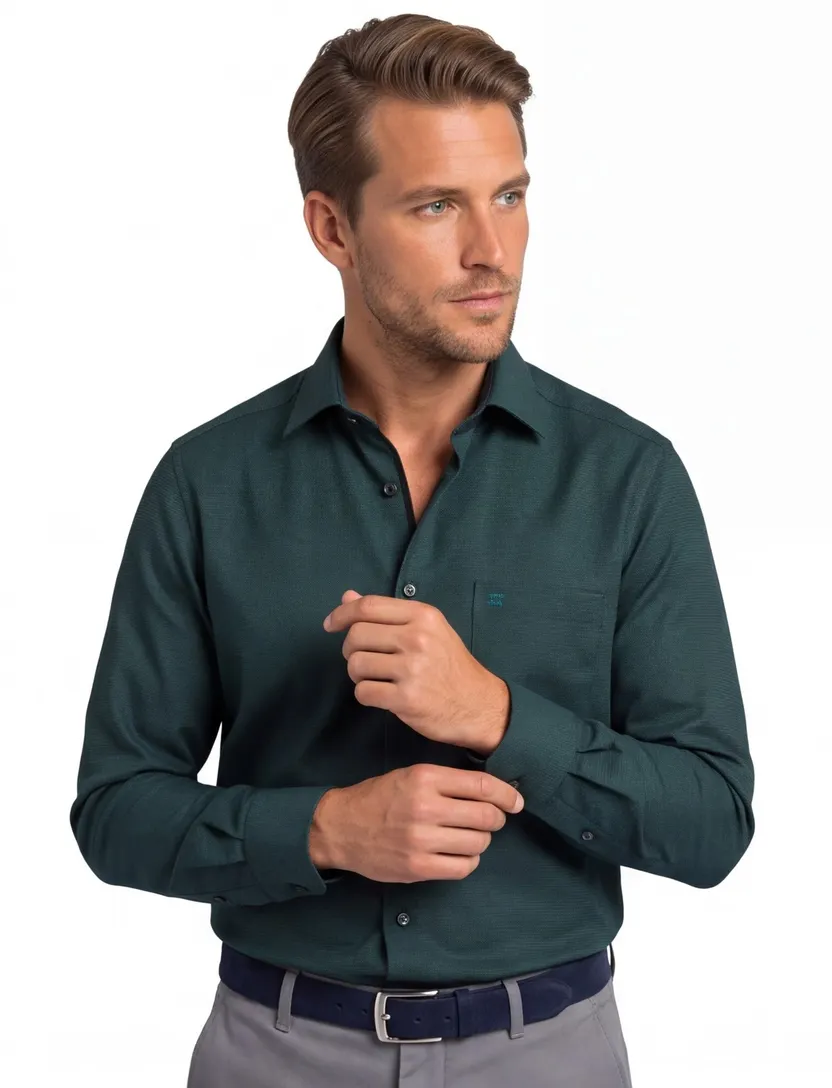 Olymp comfort fit overhemd strijkvrij groen ml7