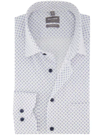 Olymp Olymp Luxor Comfort Fit overhemd mouwlengte 7 wit geprint