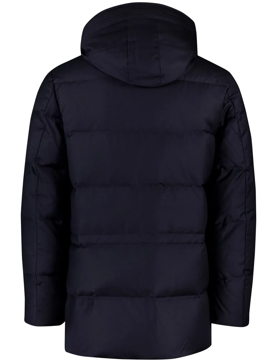Duno winterjas donkerblauw wol capuchon parka