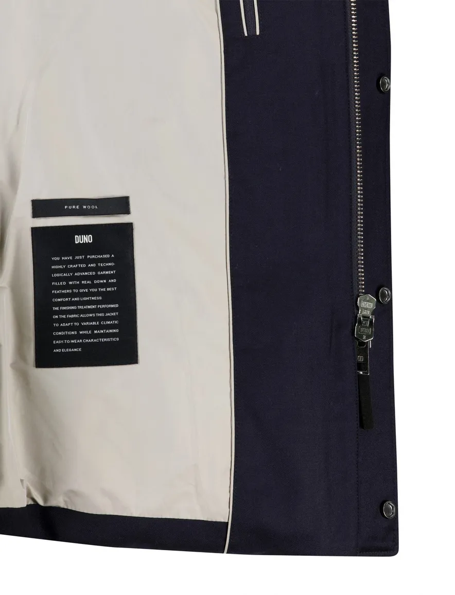 Duno winterjas donkerblauw wol capuchon parka