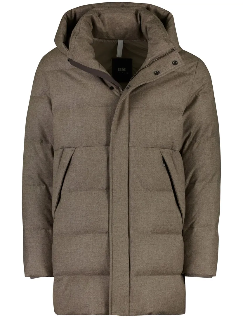 Duno winterjas effen khaki gewatteerd normale fit