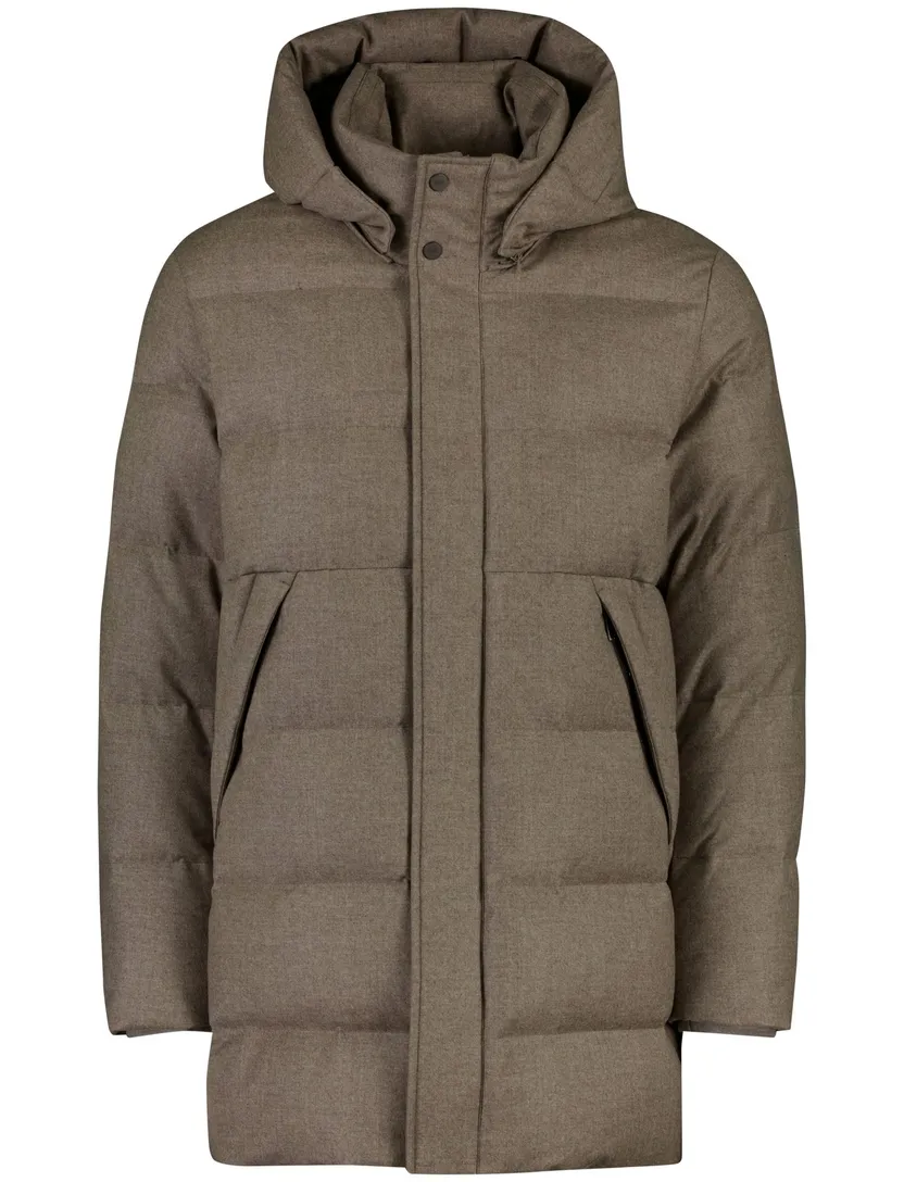 Duno winterjas effen khaki gewatteerd normale fit